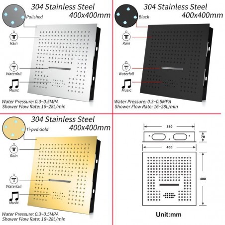 16 Inch LED Rain Shower Mixer Combo Set Shower Head System with Body ...