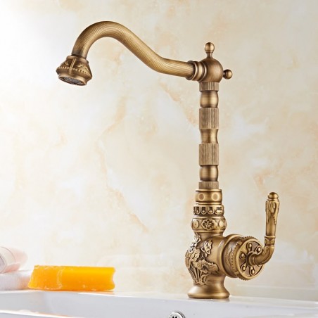 Antique Brass Single Handle Retro Kitchen Tap | Modern Water-Saving ...