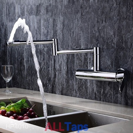 Brass Chrome Pot Filler Wall Mounted Foldable Modern Kitchen Tap ...